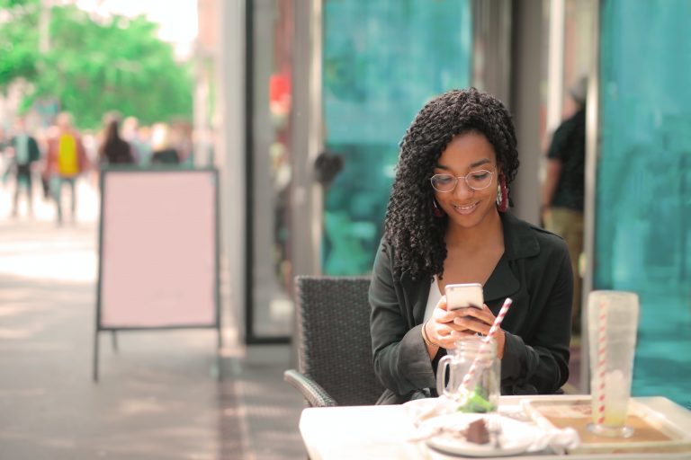 woman outside on phone